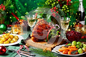 Christmas dinner with side dishes