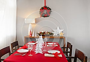 Christmas dinner table setup