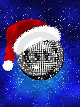 Christmas disco ball with Santa hat