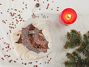 Christmas divination. Traditional fortune-telling for the new year. Top view photo