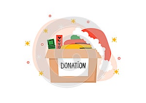 Christmas donation. Cute Christmas donation box.