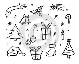 Christmas doodle sketchy elements