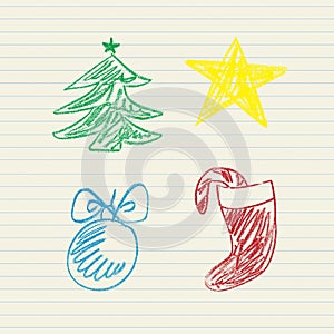 Christmas doodles set