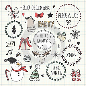 Christmas doodles set