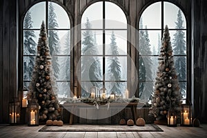 Christmas Dreamy rustic white wood window , tematic Christmas photo