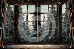 Christmas Dreamy rustic white wood window , tematic Christmas photo