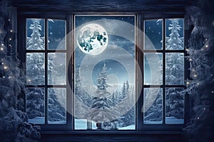 Christmas Dreamy rustic white wood window , tematic Christmas photo
