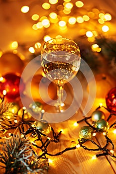 Christmas drinks on the decorated table