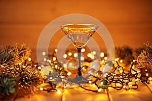 Christmas drinks on the decorated table