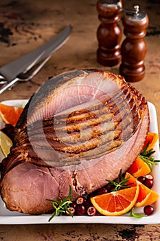 Christmas or Easter spiral sliced ham