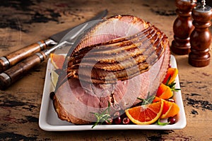 Christmas or Easter spiral sliced ham