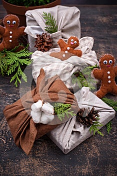 Christmas eco friendly furoshiki gift box