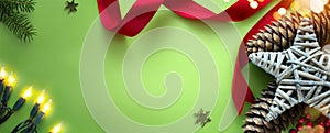 Christmas and eco-friendly handmade gift decorations. eco christmas holiday concept, eco decor banner design with copy space