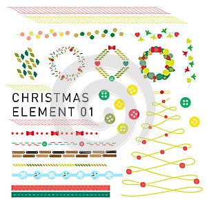 Christmas element xmas tree border line vector design Holiday ornament