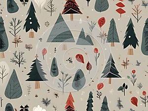 Christmas elements collection for wrapping paper