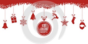 Christmas elements hanging red isolated background