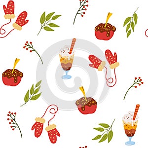 Christmas elements seamless pattern. Winter Background, kids wallpaper for fabric, textile, clothes, paper, fabric, scrapbooking,