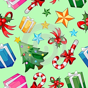 Christmas Elements Vector Seamless Repeat Pattern Background