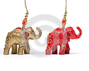 Christmas elephants on white