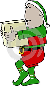 Christmas Elf carrying a box