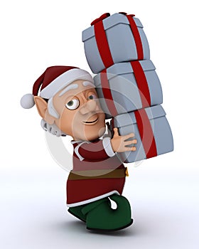 Christmas Elf Carrying Gifts