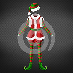 Christmas elf empty costume realistic vector