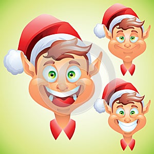 Christmas elf face expressions set