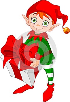 Christmas Elf with Gift photo