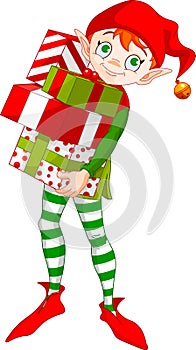 Christmas Elf with gifts photo