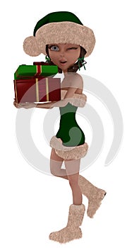 Christmas elf with gifts
