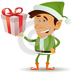 Christmas Elf Holding Gift