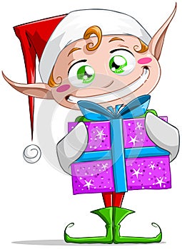 Christmas Elf Holding A Present