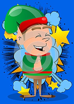Christmas Elf with praying hands.