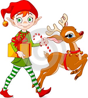 Christmas elf and Rudolph photo