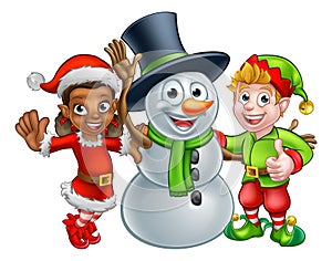 Christmas Elf Santas Helpers and Snowman
