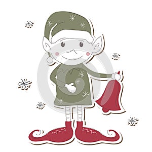 Christmas Elf on white background