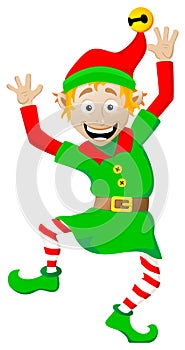 Christmas elf on white background