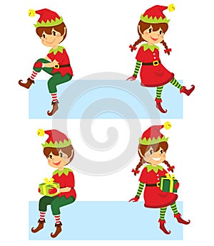 Christmas elves on banners