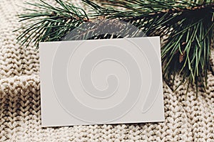 Christmas empty card. blank christmas note or wish list on styli
