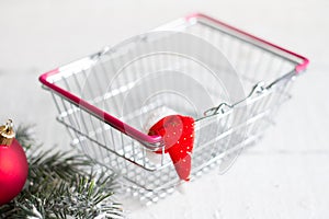 Christmas and empty shopping basket