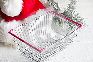Christmas and empty shopping basket