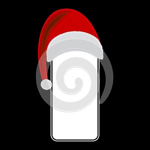 a Christmas equipment in a Santa hat on a black background