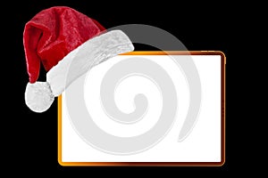 a Christmas equipment in a Santa hat on a black background