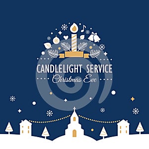 Christmas Eve Candlelight Service Invitation Card