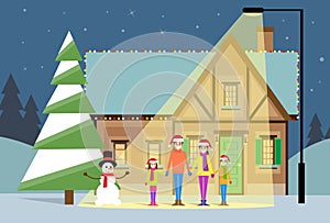 Christmas eve holiday happy family house winter