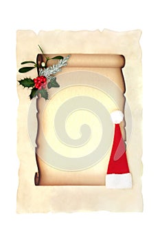 Christmas Eve Letter to Santa Parchment Paper Scroll and Hat