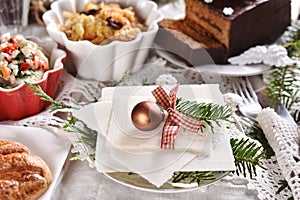 Christmas Eve wafer on festive table