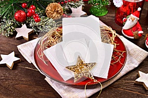 Christmas eve wafers on plate with hay