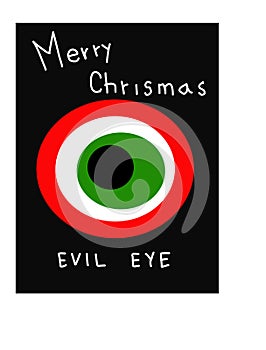 Christmas evil eye symbol vector with text merry Christmas