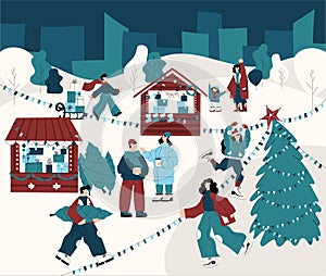 Christmas fair vector illustration